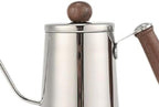 Kettle with Long Gooseneck Spout, Stainless Steel, Non-Slip Natural Wood Handle, Ideal for Regulating Water, Suitable, Silver - Image 3