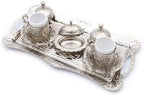 SODEF Ottoman Motif Porcelain Cup Set 2 Piece White Silver Color refined Design for 2 People 90 ml Capacity Modern Style appropriate for Coffee and Tea - Image 3