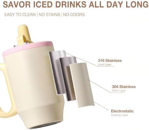 BABLOV 23oz Insulated Tumbler with Straw 316L Stainless Steel Travel Mug - Image 4