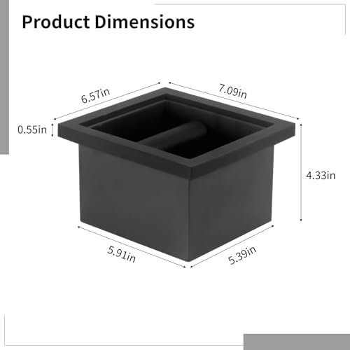 Embedded Coffee Grounds Box for Espresso Machines, Stainless Steel Bar Trash Bin with Rubber Bottomless Design, Commercial Use, Black - Image 4