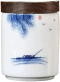 Tea Canister, Tea Caddy Portable Travel Tea Caddy Moisture-Proof Coffee Bean Tin with Wooden Lid Food Storage Jar for Coffee/Sugar/Loose Tea Leaf(A) by Unknown