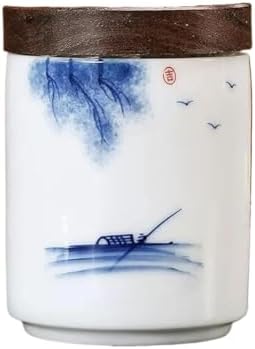 Tea Canister, Tea Caddy Portable Travel Tea Caddy Moisture-Proof Coffee Bean Tin with Wooden Lid Food Storage Jar for Coffee/Sugar/Loose Tea Leaf(A) by Unknown