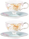 KAMMAK Tea Cups Set of 2,Ceramic Floral Pattern Demitasse Cup by KAMMAK