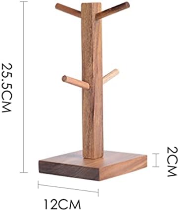 LIU- Coffee Mug Holder for Counter, Rustic Wood Mug Tree, Farmhouse Wooden Coffee Cup Rack,Holds 4 Mugs,Display Stand Organizer,Brown - Image 6