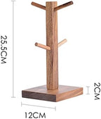 LIU- Coffee Mug Holder for Counter, Rustic Wood Mug Tree, Farmhouse Wooden Coffee Cup Rack,Holds 4 Mugs,Display Stand Organizer,Brown - Image 6