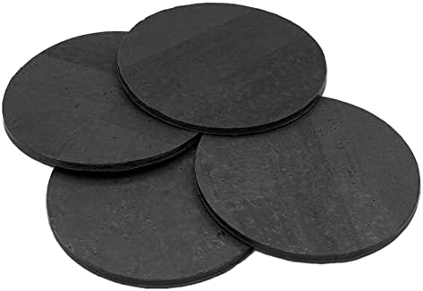 Coasters for Drinks 4 Pcs Cork Vegan Round Edge Sturdy Light Weight Drink Coaster with Holder Table Housewarming Home Kitchen Decor Gift Set for Women Men Black Color - Image 6