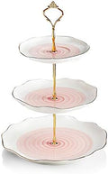 Sweejar 3 Tier Ceramic Cake Stand,Dessert Stand,Cupcake Stand,Tea Party Pastry Serving Platter,Food Display Stand for Tea/Coffee/Birthday/Wedding/Women/Afternoon/Gift - Pink by Sweejarco1949