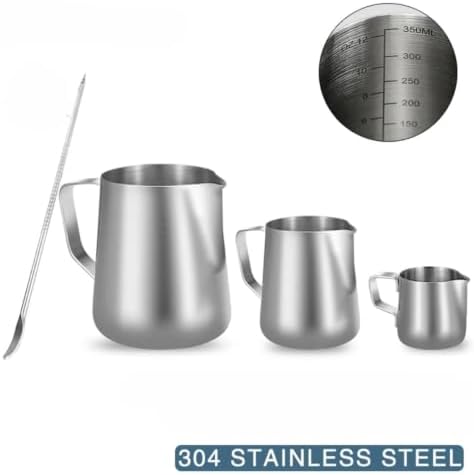 Milk Frother Cup Stainless Steel Milk Frother Jug Stainless Steel Container 100ML 350ML 600ML Frothing Pitcher Coffee Cups Latte Barista Espresso Maker Accessory(600ML With Scale) - Image 5