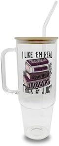 Sip-Sip Hooray! Thick and Juicy Book 40oz Glass Tumbler with Lid and Straw by Sip-SipHooray