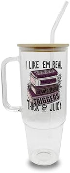 Sip-Sip Hooray! Thick and Juicy Book 40oz Glass Tumbler with Lid and Straw by Sip-SipHooray