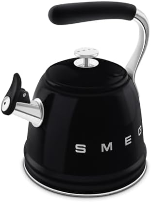 SMEG Stovetop Whistling Kettle – 50s Retro Style, 2.3 Liter (10 Cup / 2.4 Quart) Stainless Steel Tea Kettle with Iconic Design & Whistle – Premium Kitchen Statement Piece-Black - Image 6