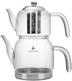 Borosilicate Glass Teapot Set, 2.1 lt Total Capacity, Drip-Free Spouts by YERSIZ