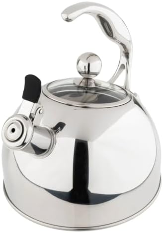 Viking 3-Ply Stainless Steel Tea Kettle, 2.6 Quart Stovetop Hot Water Pot with Tempered Glass Lid, Ergonomic Handle, Induction Ready, Mirror Finish - Image 4