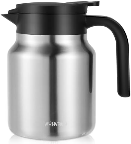 Insulated Coffee Carafe, 34 oz, Keeps Hot for 12H, Silver by WYHVAND
