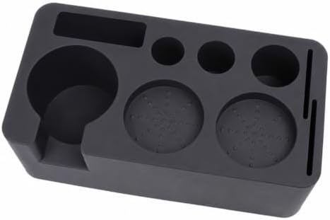 Coffee Tamper Kit Organizer | Compact, Coffee Portafilter and Tamper Holder, Stain-Resistant, Silicone pressing Mat with Portafilter Stand, for home use, Black by Unknown