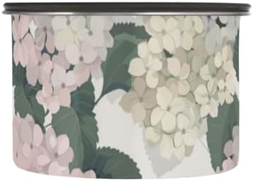 Grey Pastel Hydrangea Flower Designed Storage Containers Airtight Stainless Steel Pantry Organization And Storage 1 Button Opening Dry Food Canisters - Image 2