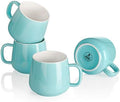 Teocera Ceramic Coffee Mug Set of 4-12 oz Coffee Mugs with Large Handles for Hot or Cold Drinks Like Latte, Cocoa, Tea or Juice - Smooth Ceramic, Dishwasher Safe, Turquoise by Teocera