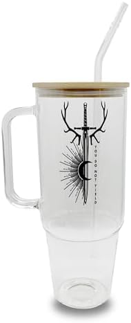 Sip-Sip Hooray! Throne of Glass 40oz Glass Tumbler with Lid and Straw, You Do Not Yield ToG Bookish Fantasy Gift for Sarah J Maas Fans Iced Coffee Cup by Sip-SipHooray