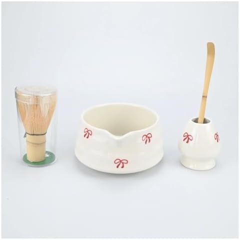 2/4/5pcs Matcha Whisk Set, Tea Includes Sets And Bowl With Spout(5pcs-Red bowknot) - Image 2