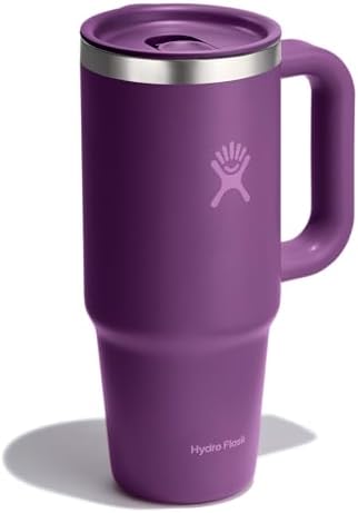 Hydro Flask Coffee Travel Tumbler Mug – Insulated Stainless Steel, Leak Resistant Hot & Iced Coffee Cup 24 Oz Beachplum Purple - Image 2