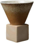 Ceramic Pedestal Coffee Cup, 7 Oz Flared Mug with Square Holder, 25 Colors (Sandstone Speckle) by Unknown