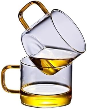 Water Glasses Glass Mugs Set of 2, Clear Coffee Mugs Tea Tasting Cup with Handle, 5 Oz/150 Ml for Home Kitchen，Transparent by Unknown
