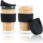 Restaurantware - Forma Professional 11.8 Ounce Insulated Travel Mugs, 10 Double Wall Coffee Mugs - Includes Lids And Sleeves, Reusable, Clear Borosilicate Glass Tumblers, Dishwashable, Microwavable - Image 2