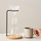 Coffee Dripper Stand Portable Pour Over Dripper Station Metal Wooden Stand with Easy Assembly Suitable for Home Office, Wood Color - Image 5