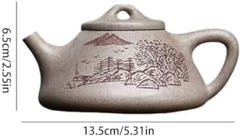 Tea Kettle White Mud Stone Scoop Teapot Hand-carved Office Tea Ceremony Teapot Ceramic Tea Infuser - Image 2