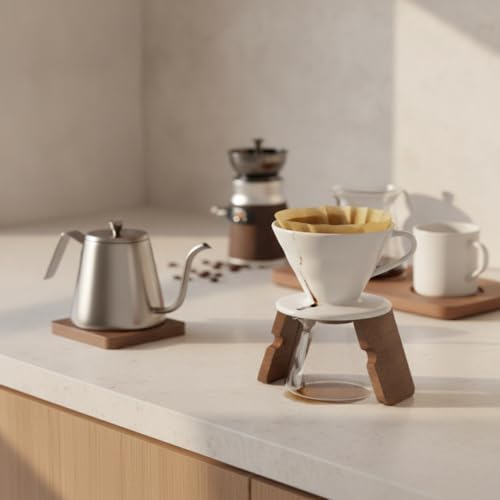 Coffee Dripper Stand Walnut Wood Holder for Pour Over Brewing, Stable Counter Rest for Cone Filters (1 PC) - Image 3