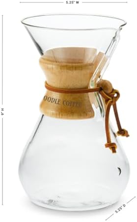 Pour Over Coffee Maker, Wood and Glass, 600ml with Stainless Steel Filter, 5 x 9 inches - Image 5