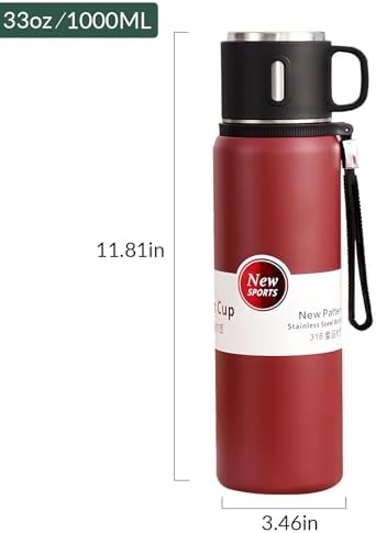 1000ml Double wall vacuum Leakproof stainless steel wide mouth insulated water bottle,tea tumbler with tea strainer infuser basket,cup and lid; travel coffee thermoses hot drinks,cold thermal flask - Image 3