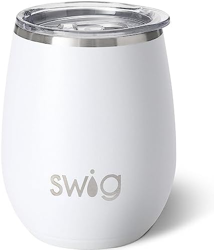 Swig Life 14oz Insulated Stemless Wine Cup, White by SwigLife