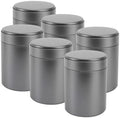 6pcs Airtight round Tinplate Food Storage Canisters with Lid, Black Metal Tea Tin Canisters for Coffee Beans, Candy, and Loose Leaf Tea, Portable Kitchen Storage Jars by FONDOTIN