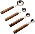 1/4/8Pcs Stainless Steel Measuring Cup Spoon Set with Wooden Handle by Unknown