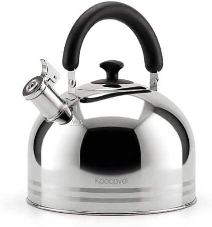 6.3QT Whistling Tea Kettle for Stove Top, 304 Stainless Steel Tea Kettles by Koocovel