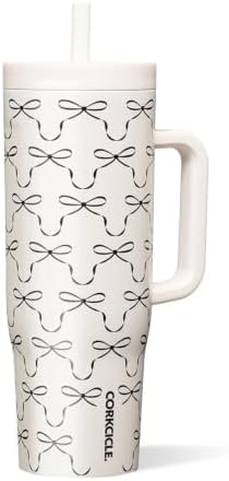 Corkcicle Cruiser Tumbler with Handle & Straw, 40 oz, Black Bows - Image 6