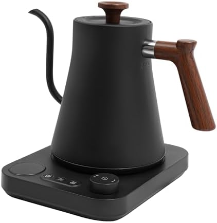 Gooseneck Electric Kettle, 0.24Gal Stainless Steel Electric Tea Kettle with Precision Temperature Control & LED Touchscreen, 1200W 90°Gooseneck Kettle for Tea Coffee (Black) by QUEMARQUE