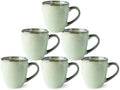 GBHOME Ceramic Coffee Mugs Set of 6, 12oz Stoneware Coffee Mugs Set For Dad Mom Women MEN, Light Weight Coffee Cups for Latte/Tea/Beer/Hot Cocoa, Dishwasher & Microwave Safe, Pastel Green by GBhome