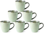 GBHOME Ceramic Coffee Mugs Set of 6, 12oz Stoneware Coffee Mugs Set For Dad Mom Women MEN, Light Weight Coffee Cups for Latte/Tea/Beer/Hot Cocoa, Dishwasher & Microwave Safe, Pastel Green by GBhome