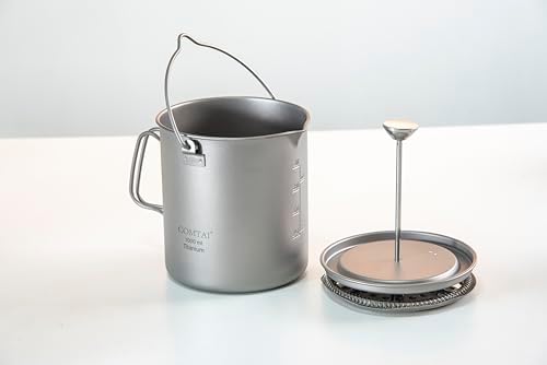 Titanium French Press Pot 1000mL/35 fl ozCoffee Maker Camping with Lid and Filter Titanium French Press Cup Backpacking for Outdoor Hiking Camp (1000ml) - Image 4