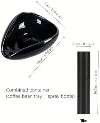 Compatible for Coffee Beans Dosing Measuring Tray White Porcelain Coffee Tea Leaves Measuring Spoon Weighing Plate Tea Dispenser(Black black) - Image 2
