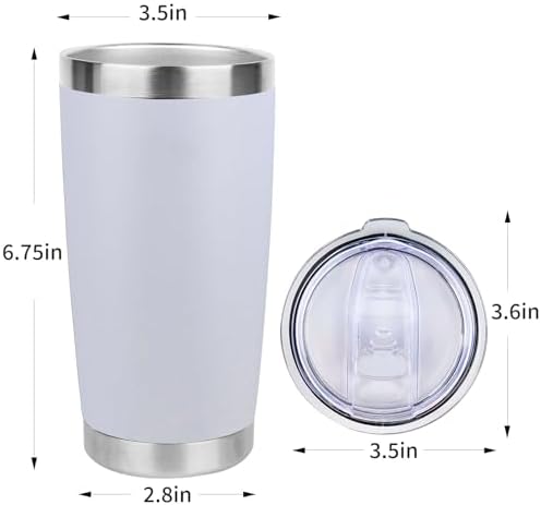 20oz Stainless Steel Tumbler Bulk with Lid, Travel Mug - Double Wall Vacuum Powder Coated Cup - White, 12 Pack - Image 4