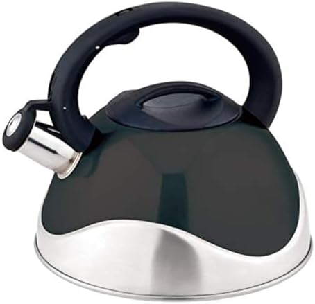 J&V TEXTILES Stainless Steel Whistling Tea Kettle, 3-Quart (Black)* by JVTextiles