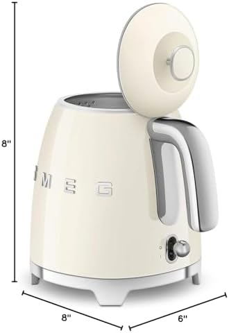 SMEG Mini 50's Retro Style 3 Cup Electric Kettle with Double Wall Anti Slip Base and Water Level Indicator (Cream) - Image 6