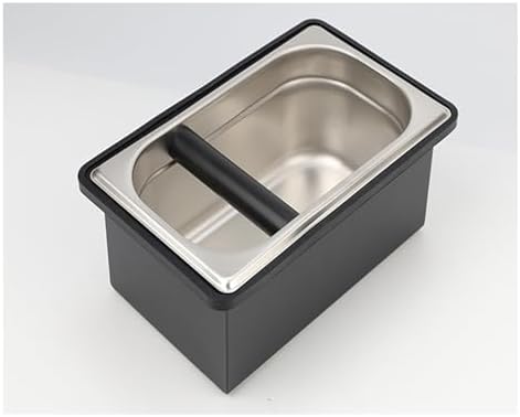Espresso Coffee Knock Box, Large Coffee Coffee Grounds Knock Box Container Coffee Machine Accessories, Stainless Steel Coffee Bin Grind Knock Out Box with Removable Knock Bar and Non Slip Base by Unknown