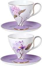 KAMMAK Tea Cups Set of 2,Ceramic Floral Pattern Demitasse Cup by KAMMAK