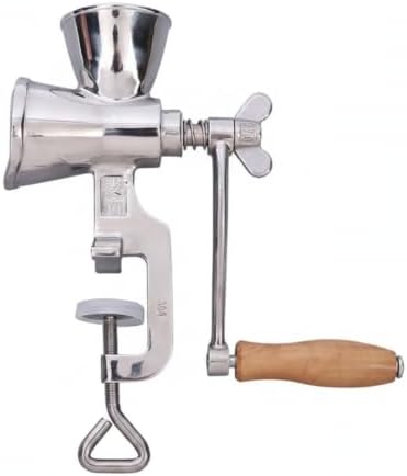 Generic Manual Coffee Grinder Hand Crank Mill With Wooden Handle Adjustable Burr Smooth Grinding Table Clamp 304 Stainless Steel Easy Care For home espresso pour over stations travel by Unknown