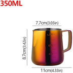 Milk Frother Cup,Coffee Jug,2pcs 350/550ml Espresso Coffee Pull Flower Milk Mugs Cup Stainless Steel Pull Flower Cup Milk Craft Latte Art Jug Pitcher Mug Cup(Red,350ml) - Image 2