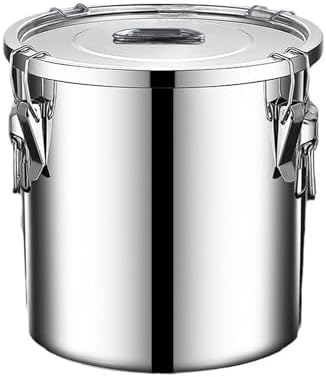 304 stainless steel food storage containers with lids lock clips airtight container large airtight for rice flour sugar grain coffee bean storage containers Kitchen jar (5.55gal/21L) by Verdeho